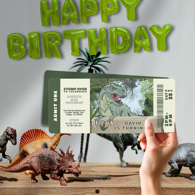 Prehistorisk jungle T-rex Dinosaur Theme Birthday Inbjudningar (Prehistorical Jungle T-rex Dinosaur Theme Birthday Invitation)