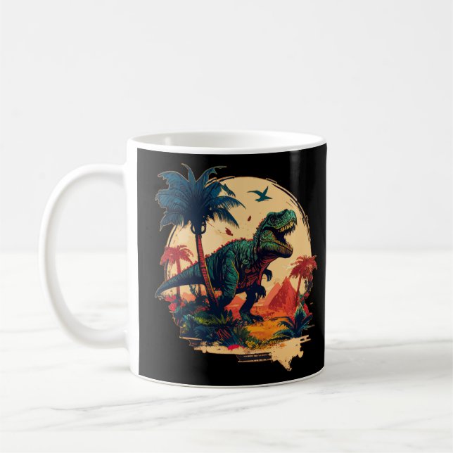 Prehistoriska Cretacous Dinosaurs Jurassic Tyranno Kaffemugg (Vänster)