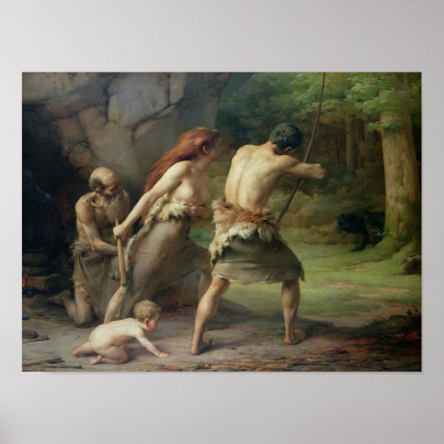 PreHistory Man Hunting Bears, 1832 Poster (Framsidan)