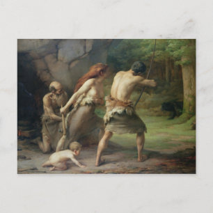 PreHistory Man Hunting Bears, 1832 Vykort