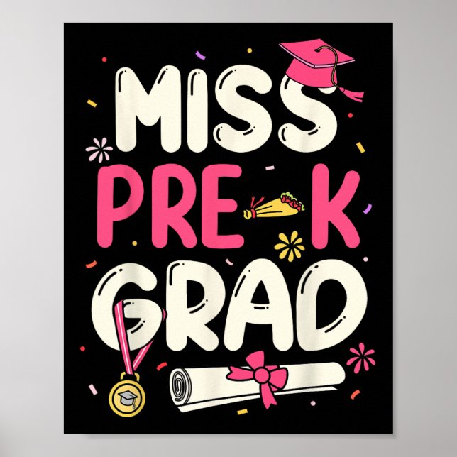 Prek Grad Preschool Studenten Girls Kids Poster (Framsidan)