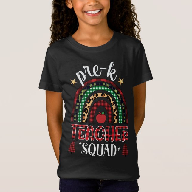 Prek-K Teacher Squad Rainbow Buffalo Play Teacher T Shirt (Framsida)
