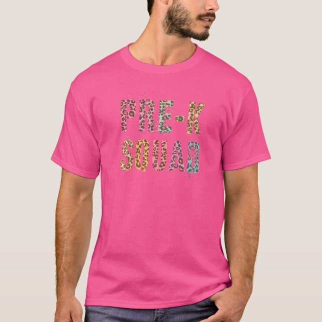 Prek-stab Leopardtryck Lärare Hej Pre K Vinta T Shirt (Framsida)