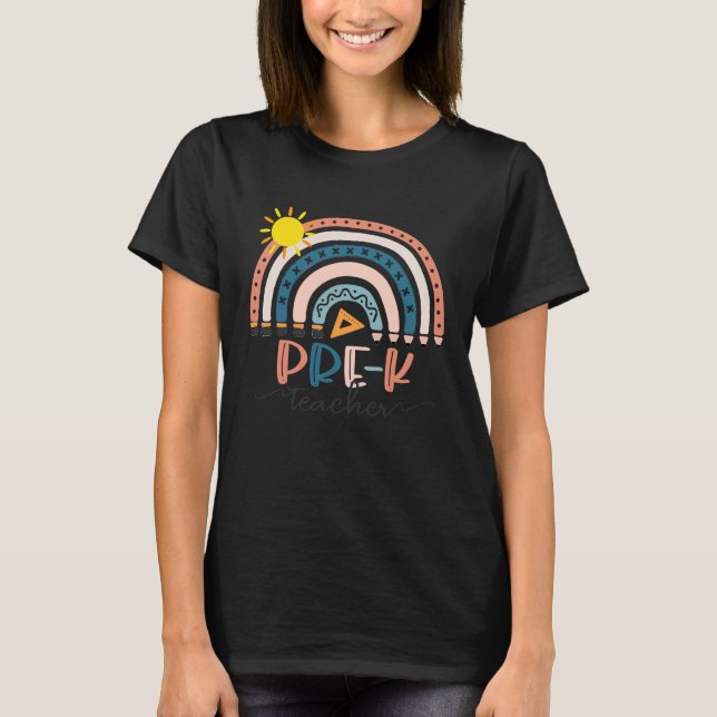 Prek Teacher Boho Rainbow Teacher's Day T Shirt (Framsida)