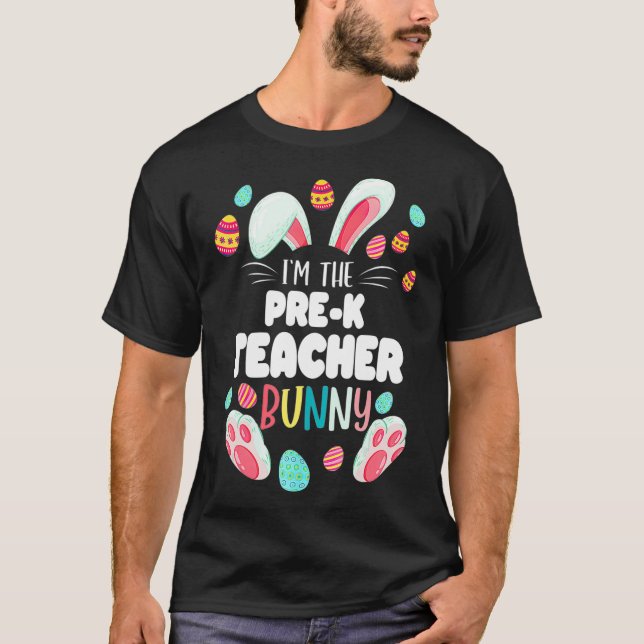 Prekindergarten Teacher Bunny Hoppy Påsk Day T Shirt (Framsida)