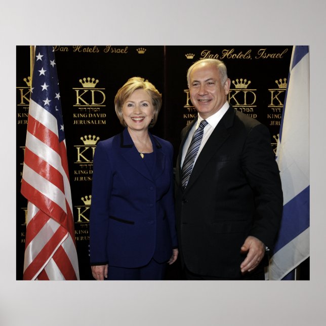Premiärminister Netanyahu & Hillary Clinton Poster (Framsidan)