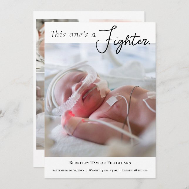 Premie Photo Baby Meddelande (Fram/baksida)