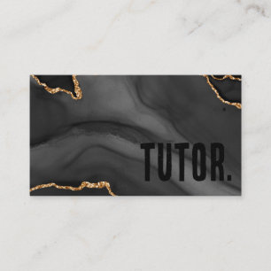 Premier Black and Guld Glitter Agate Minimalist Visitkort