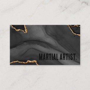 Premier Black and Guld Glitter Agate Minimalist Visitkort