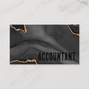 Premier Black and Guld Glitter Agate Minimalist Visitkort