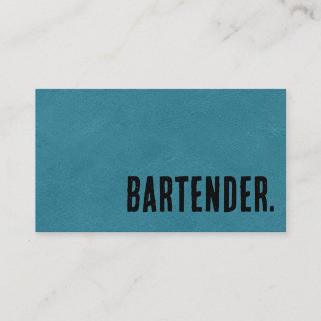Premier Black Faux Leather Bartender Visitkort (Framsida)