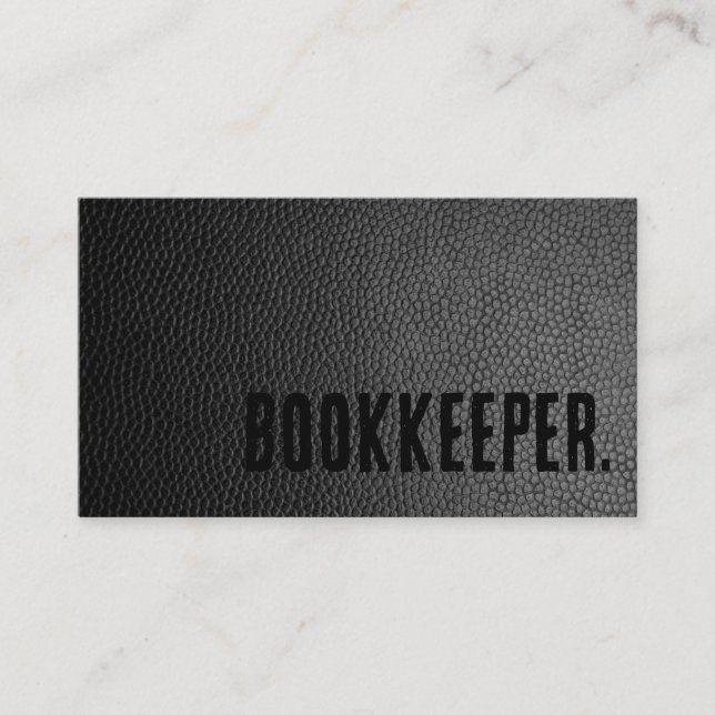 Premier Black Faux Leather Bookkeeper Visitkort (Framsida)