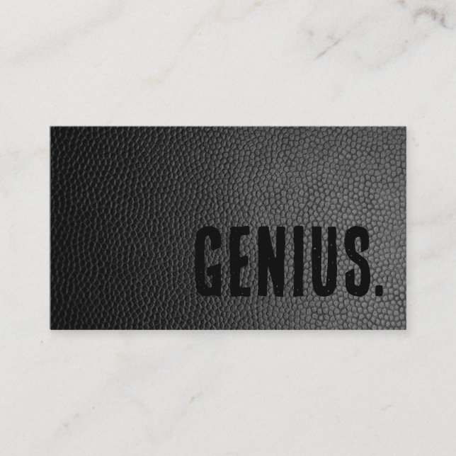 Premier Black Faux Leather Genius Visitkort (Framsida)