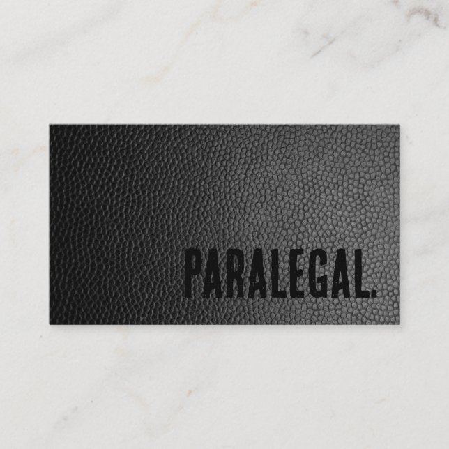 Premier Black Faux Leather Paralegal Visitkort (Framsida)