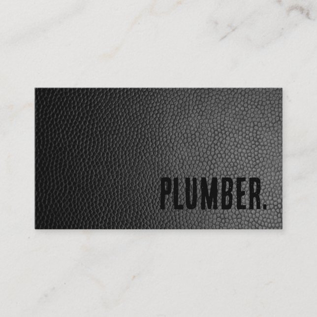 Premier Black Faux Leather Plumber Visitkort (Framsida)