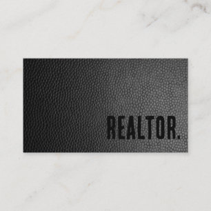 Premier Black Faux Leather Realtor Visitkort