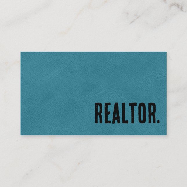 Premier Blue Faux Leather Realtor Visitkort (Framsida)