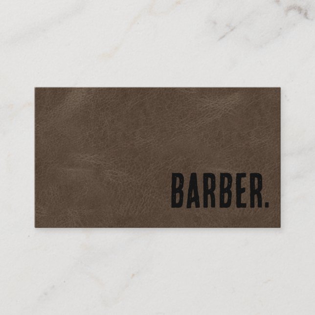 Premier Brown Faux Leather Barber Visitkort (Framsida)