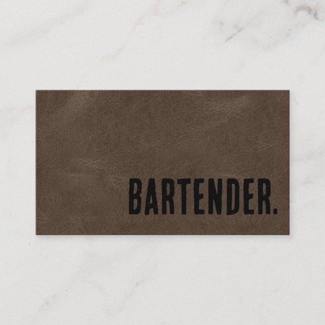 Premier Brown Faux Leather Bartender Visitkort (Framsida)