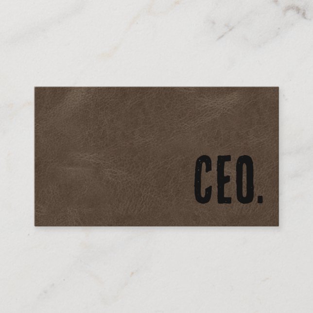 Premier Brown Faux Leather CEO Visitkort (Framsida)