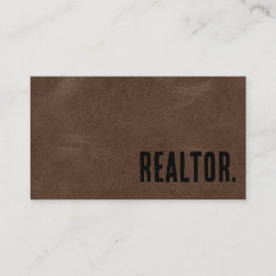 Premier Brown Faux Leather Realtor Visitkort