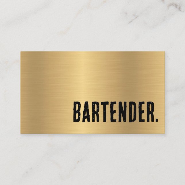 Premier Faux Guld Bartender Visitkort (Framsida)
