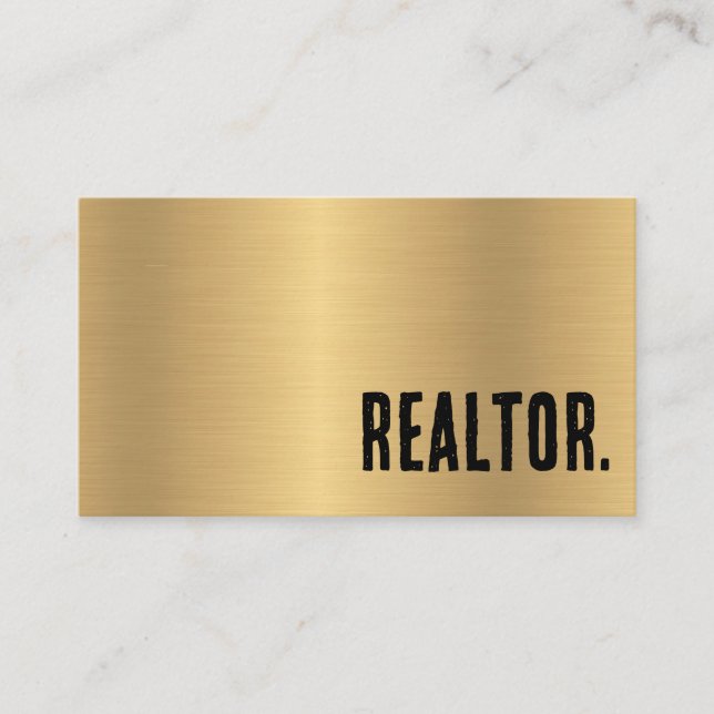 Premier Faux Guld Brushed Metall Realtor Visitkort (Framsida)