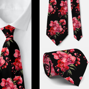 Premier Red Orchids Forme Vass Neck Tie Slips