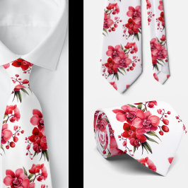 Premier Red Orchids Forme Vass Neck Tie Slips