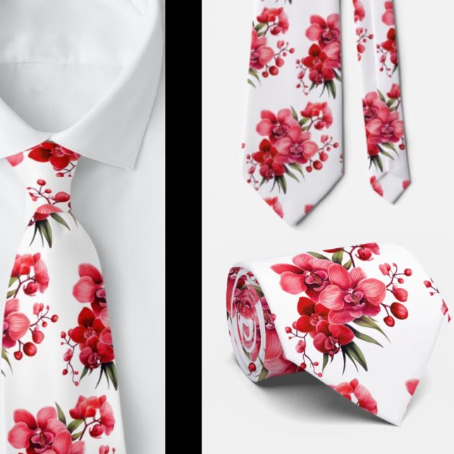 Premier Red Orchids Forme Vass Neck Tie Slips (Skapare uppladdad)
