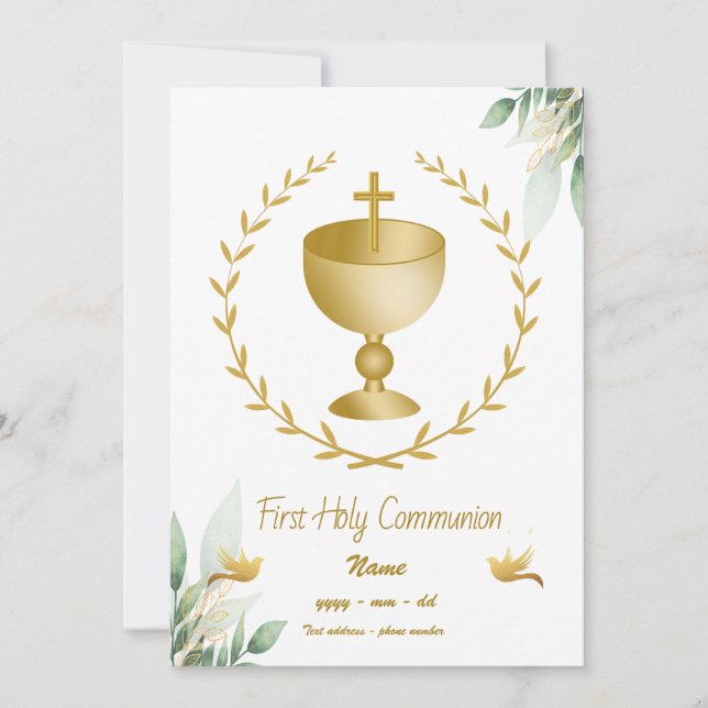 Première Communion - Calisse Croix d'Or Inbjudningar (Framsida)