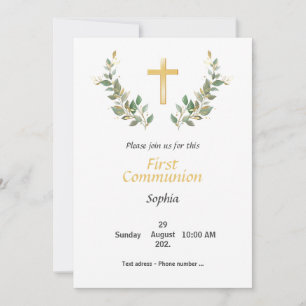 Première Communion - Croix fleurie Inbjudningar