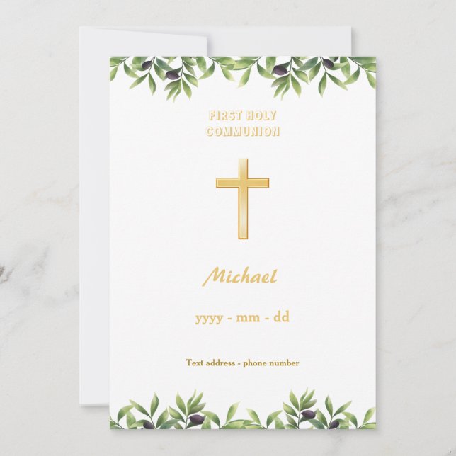 Première communion - Oliviers Inbjudningar (Framsida)