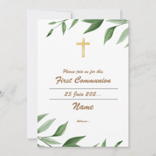 Première Communion - Rameaux oliviers Inbjudningar