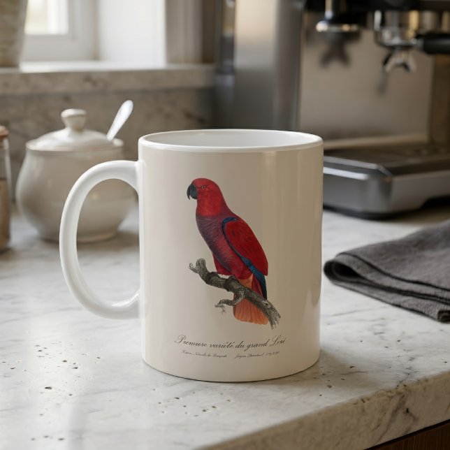 Premiere variete du grand Lori / Eclectus parrot Kaffemugg (Vosmaer Eclectus Parrot, Eclectus Roratus Vosmaeri. Coffee Mug)