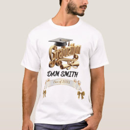 Premium 3D Guld Personlig Examens T-Shirt 26