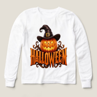 Premium 3D Halloween-logotyp med pumpa och häxhatt T Shirt
