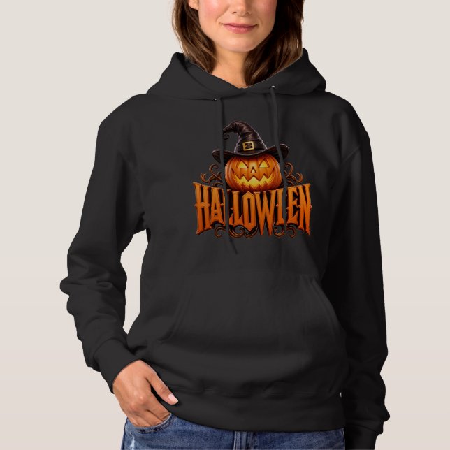 Premium 3D Halloween-pumpalogo med häxhatt T Shirt (Framsida)