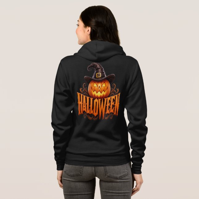 Premium 3D Halloween-pumpalogo med häxhatt T Shirt (Hel baksida)