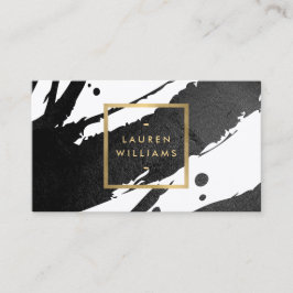 Premium Abstrakt Black Bläck Brushstrokes Visitkort