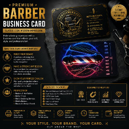 Premium Affärskort för Barberare | Neon Glöd Visitkort