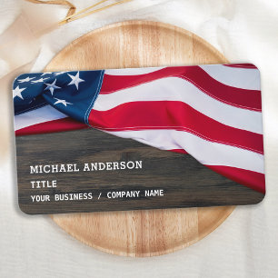 Premium American Flagga Rustic Wood Patriotic Visitkort