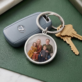 Premium Anpassad Rund Familjefoto Nyckelring