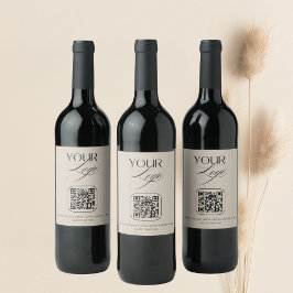 Premium Anpassad Text Pastell Vanilj QR-kod Logoty Vinflaska Etikett
