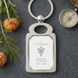 Premium Anpassningsbar I Kärleksfullt Minne Fjäril Rektangulärt Silverfärgad Nyckelring