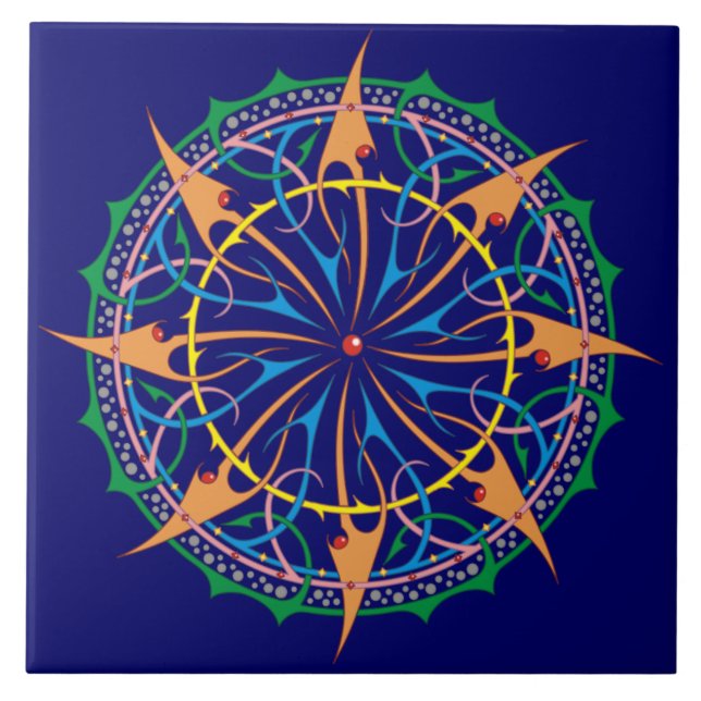 Premium Artistic Oceanic Spiral Design Kakelplatta (Framsidan)
