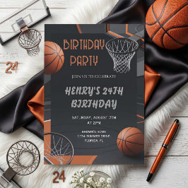 Premium Basketball Birthday Invitation Inbjudningar