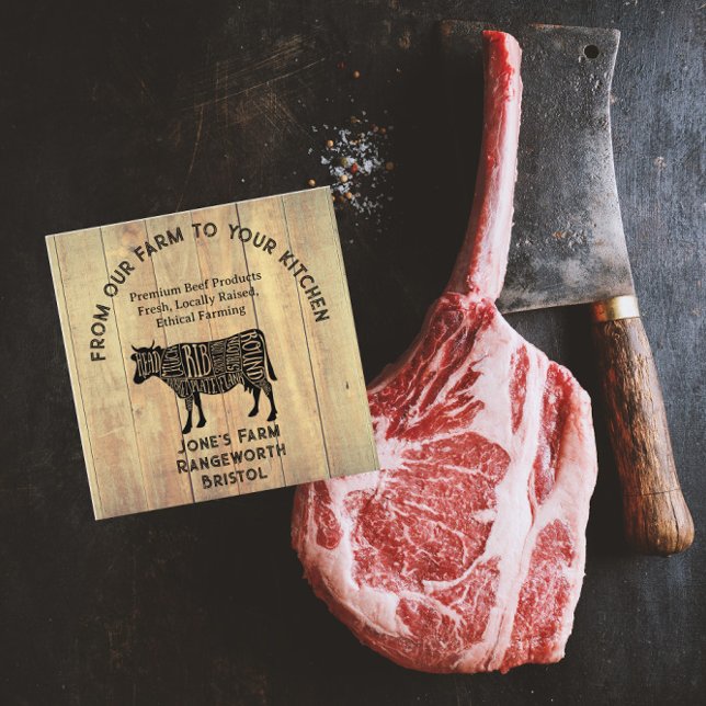 Premium Beef Farmer & Cattle Meat Business Card –  Fyrkantigt Visitkort (Skapare uppladdad)