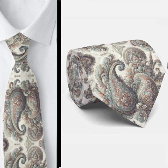 Premium Blå Guld och Vit Paisley slips (Skapare uppladdad)
