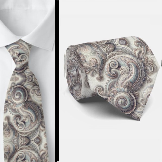 Premium Blå Guld och Vit Paisley Slipsklöver Slips (Skapare uppladdad)